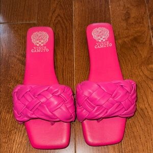 Vince Camuto Hot Pink Braided Slide Mules